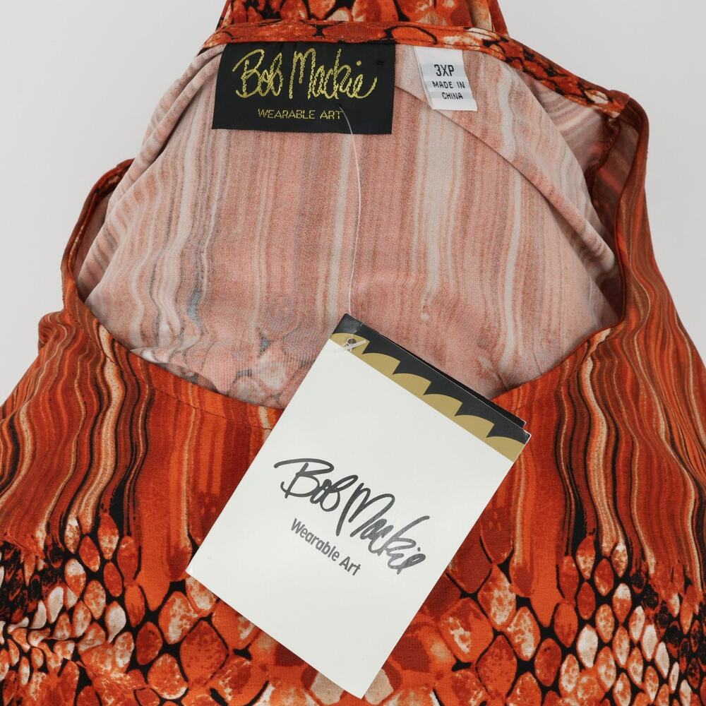 Bob Mackie Dress Petite Plus Size 3XP Black Orange Stretch Knit Wearable Art New - Picture 5 of 14